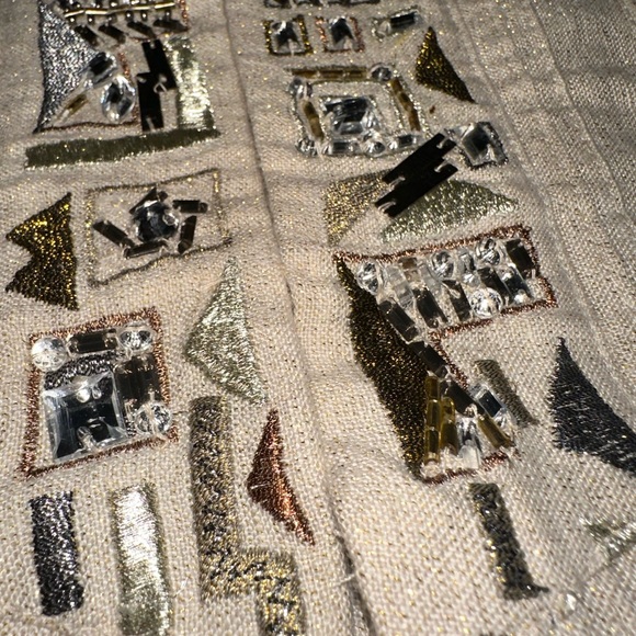 Chicos Rhinestone Beige Linen Jacket Blazer Size Small - Picture 6 of 7